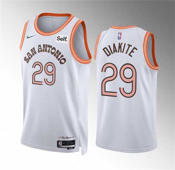 Mens San Antonio Spurs #29 Mamadi Diakite White 2023-24 City EditionStitched Basketball Jersey Dzhi->san antonio spurs->NBA Jersey